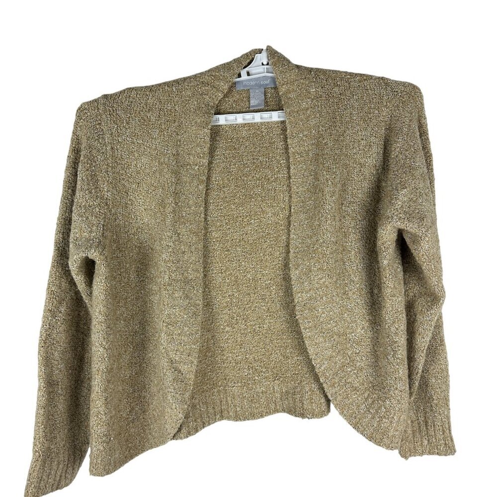 Modern Soul Women's Beige Open-Front Cardigan Sweater Size XL